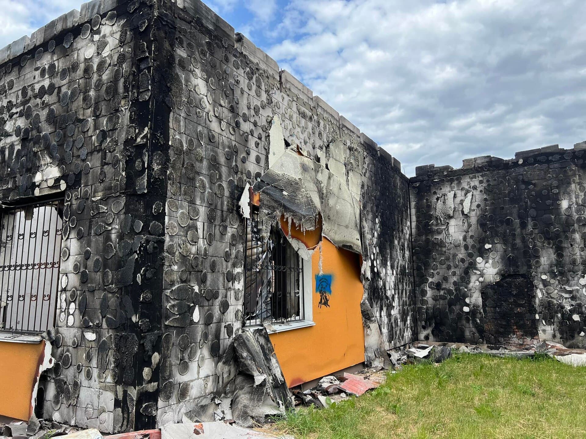 The burned shell of the Ivankiv Historical and Local History Museum